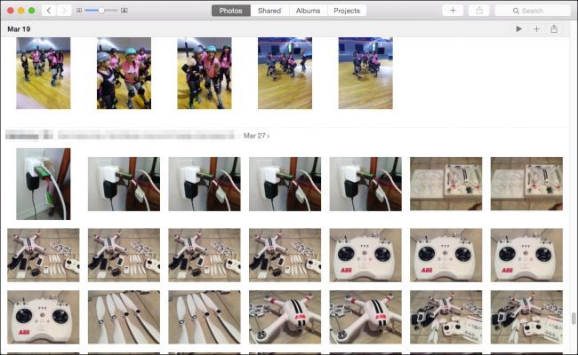 Просмотр фотографий по дате в разделе Фотографии с миниатюрами и навигацией
