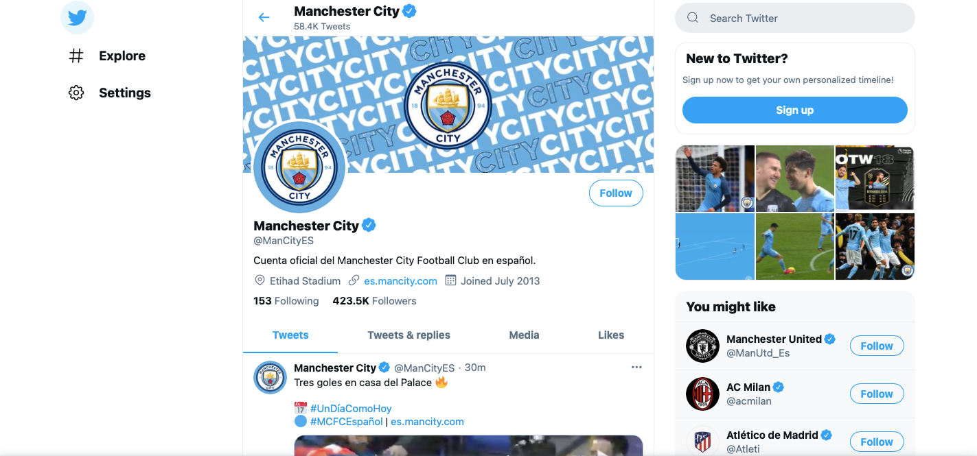 Страница на иностранном языке в соцсетях