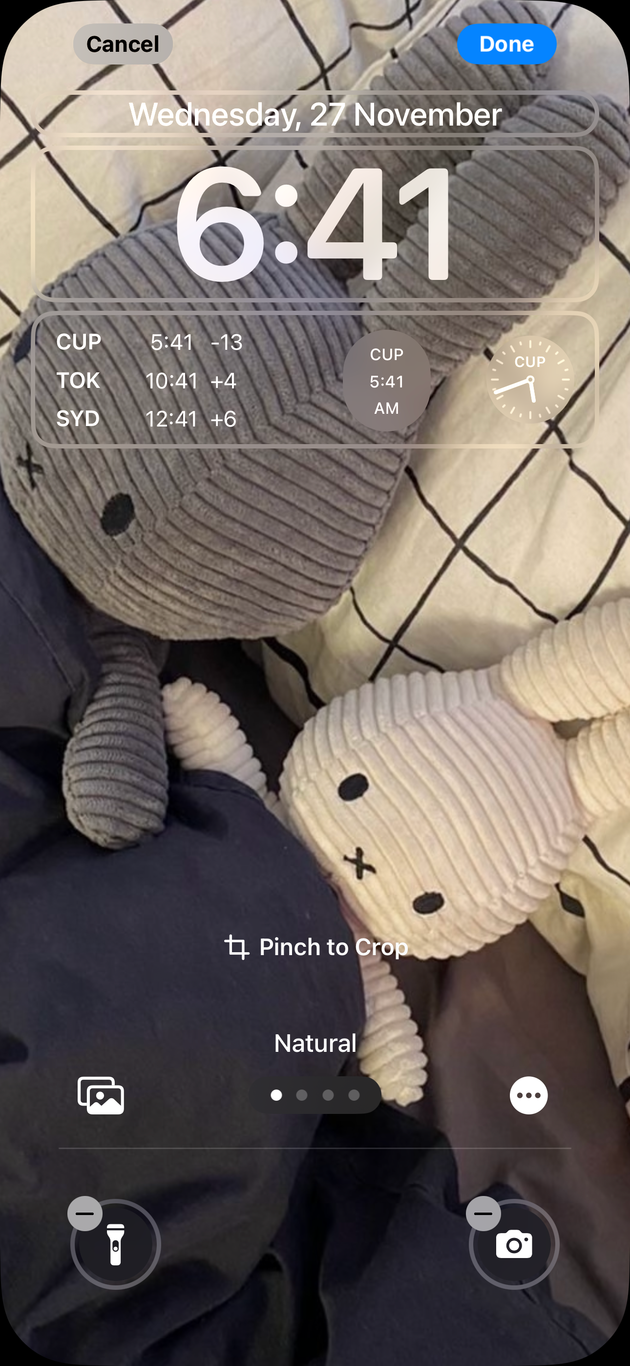 iPhone Lock Screen with Clock widgets