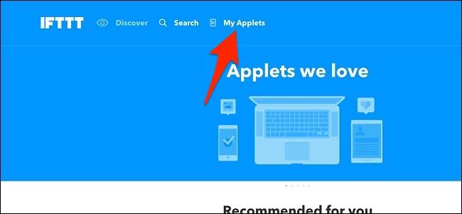 Список апплетов IFTTT на экране пользователя