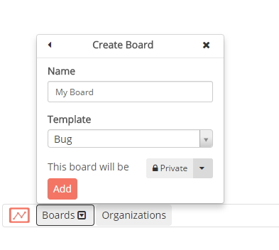 Selezione template per la board