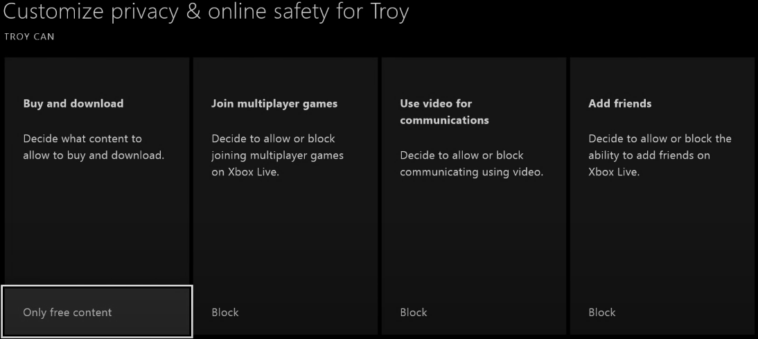 Скриншот раздела конфиденциальности