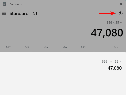 История вычислений в Калькуляторе