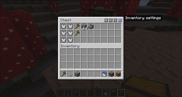 Панель инвентаря с кнопками автоматической сортировки