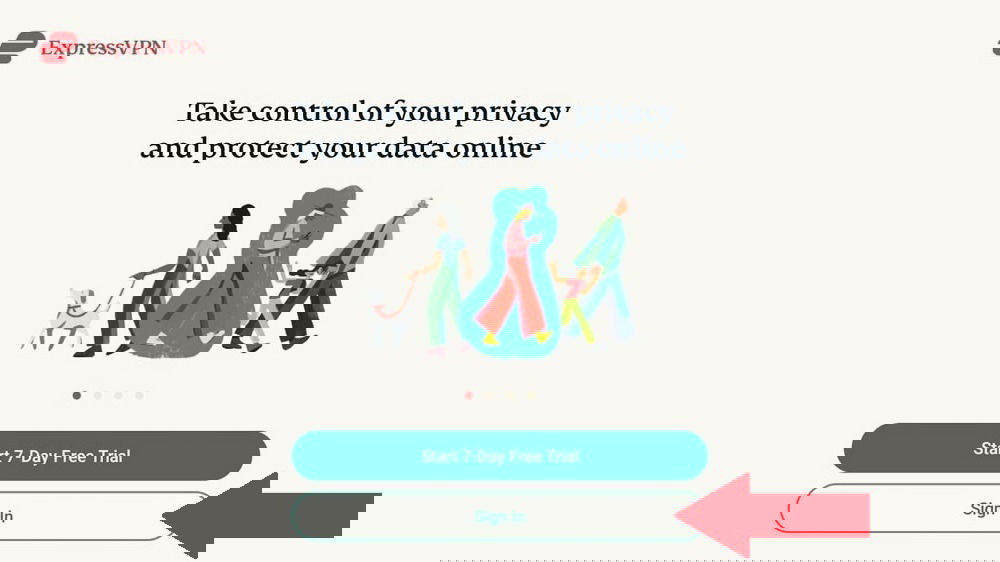 Страница входа ExpressVPN