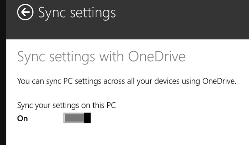 Отключение синхронизации OneDrive в Windows 8