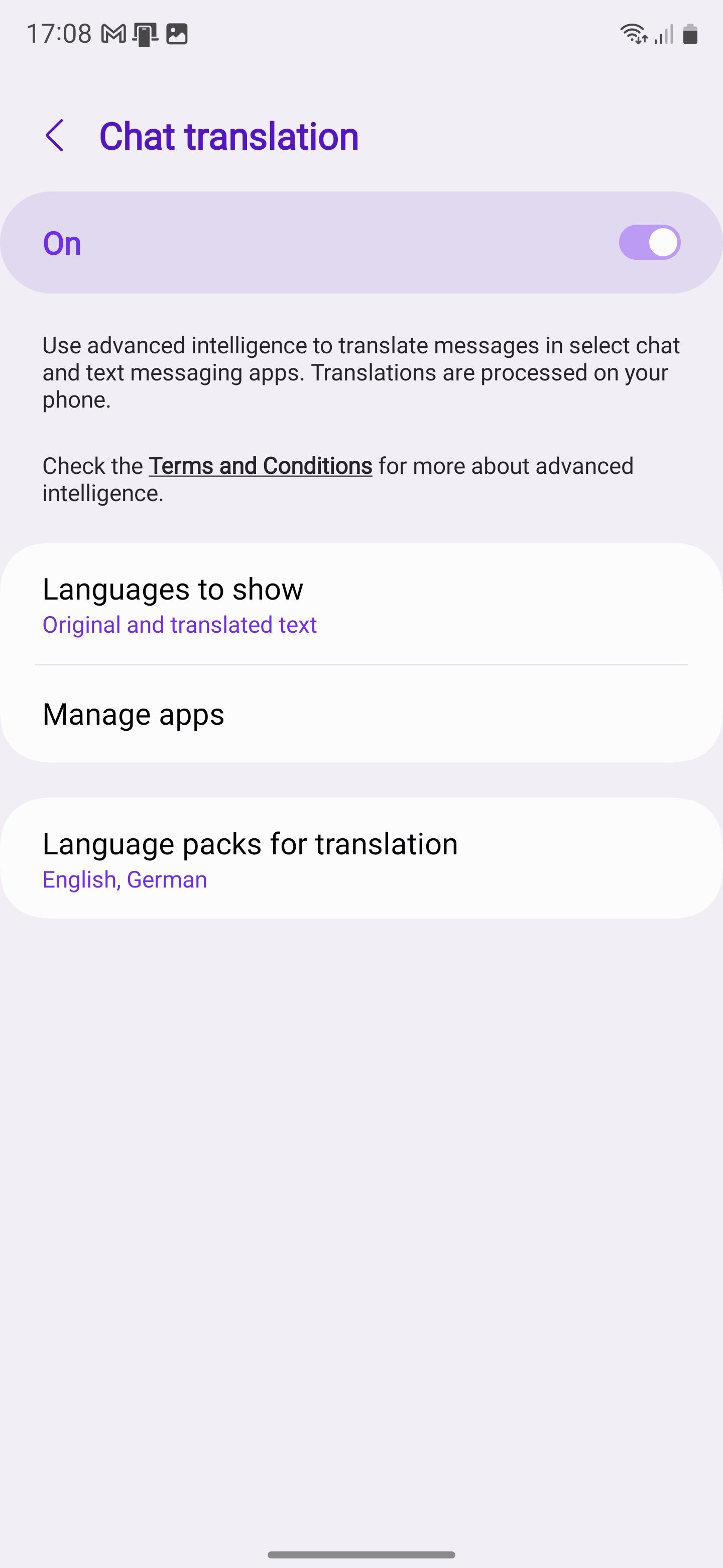 Перевод чата на Samsung Galaxy S24