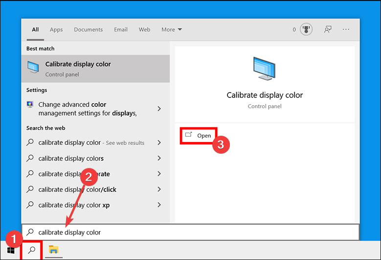 Запуск мастера калибровки цвета Windows