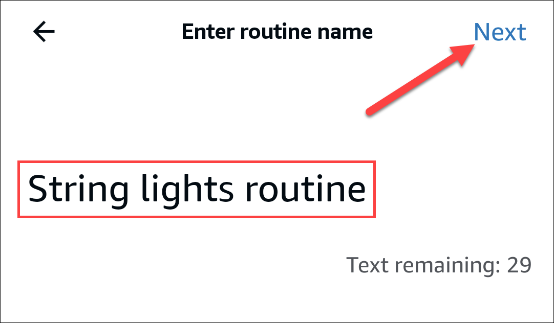 Naming an Alexa routine.