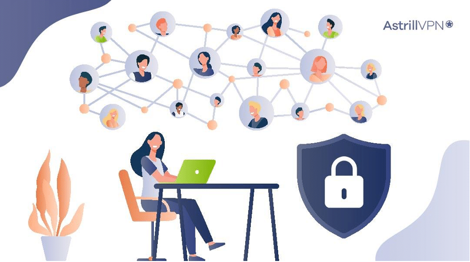 Personne utilisant un VPN sur un réseau Wi‑Fi public dans un café
