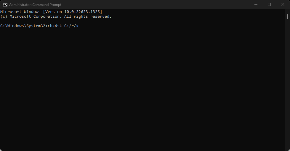 Запуск CHKDSK в командной строке