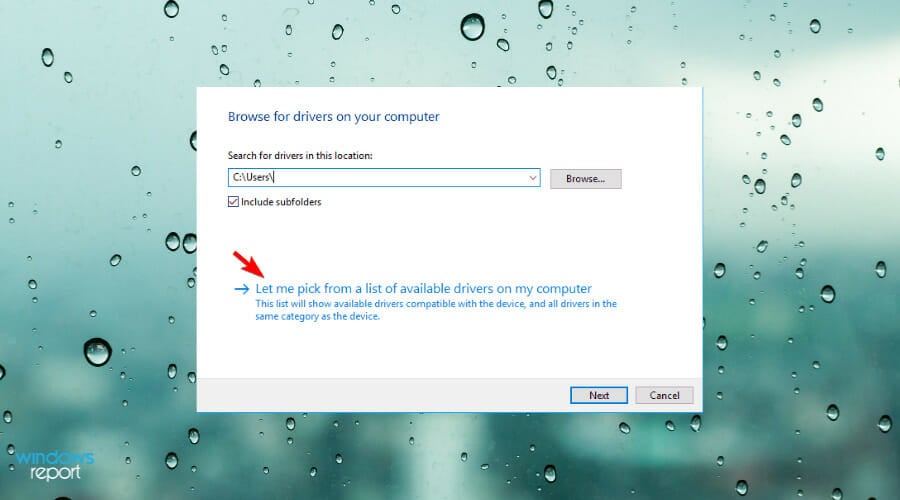 Выбор из списка доступных драйверов