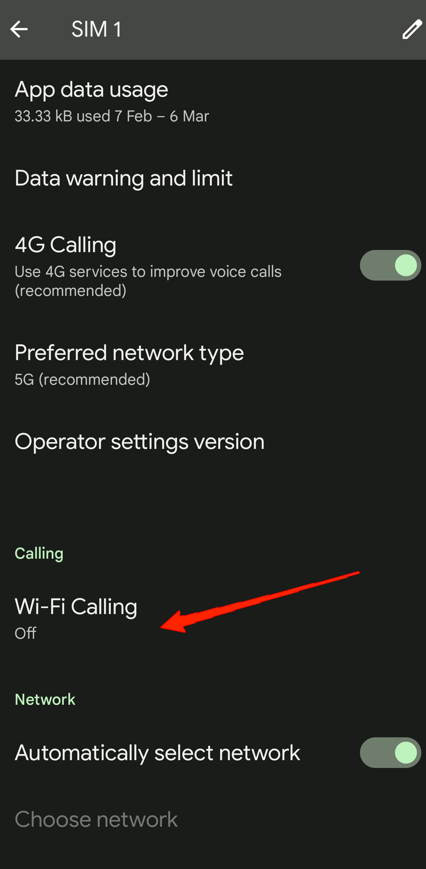 Select your active SIM