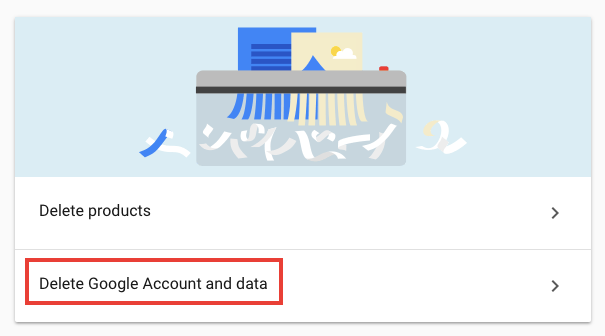 Кнопка удаления аккаунта Google и подтверждение действий