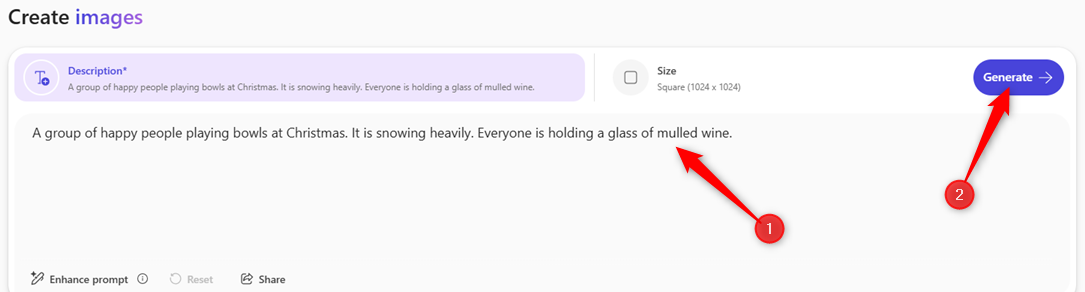 Поле подсказки в Designer и кнопка Generate выделены.