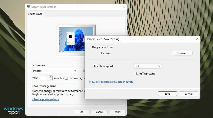 Окно выбора папки с фотографиями для слайдшоу