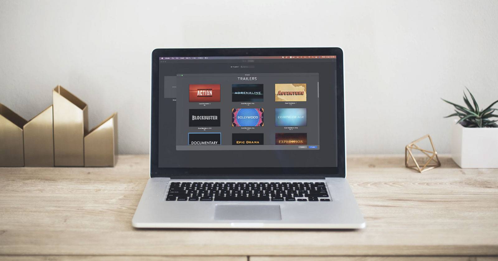 Вид слайдшоу в iMovie на Mac с превью в таймлайне