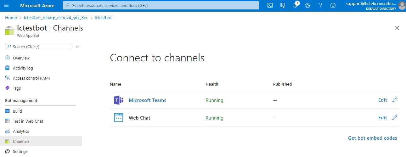 Загрузка бота в клиент Microsoft Teams