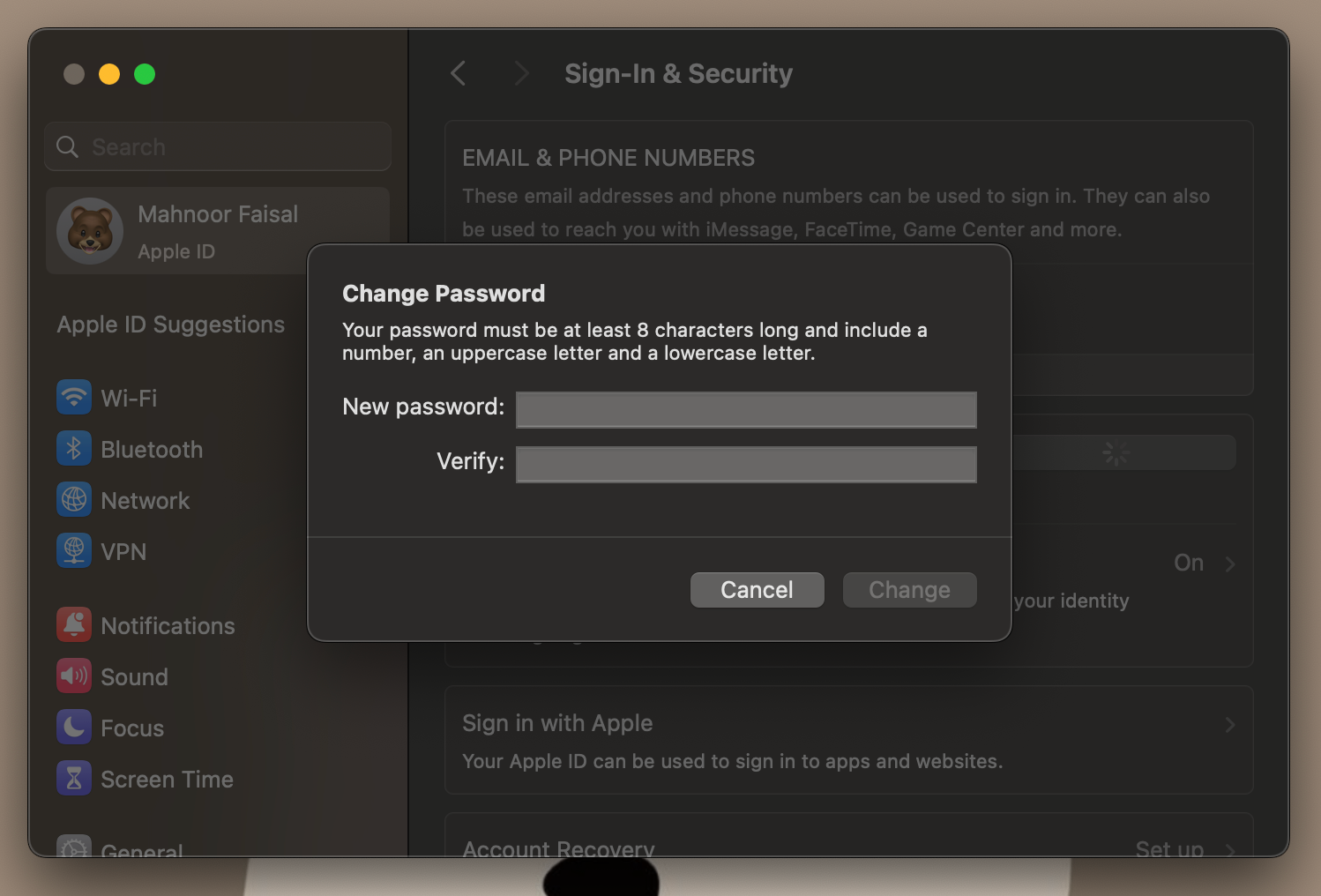 Изменение пароля Apple ID на macOS
