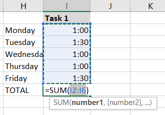 Выделите ячейки для формулы суммирования