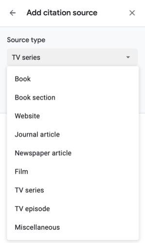 Выберите тип источника