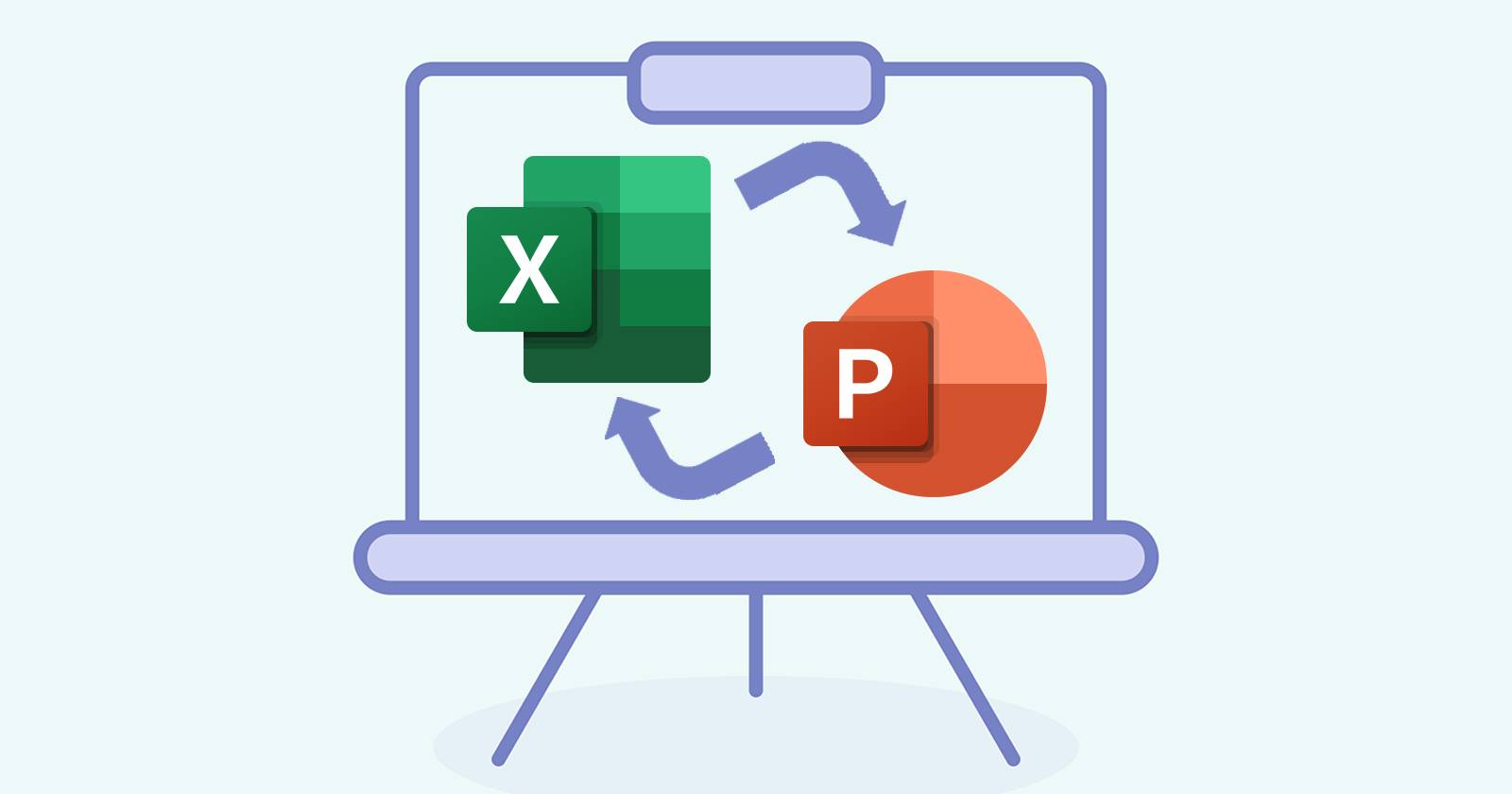 Логотипы Excel и PowerPoint на рисунке мольберта