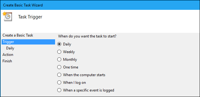 Установка времени запуска задачи