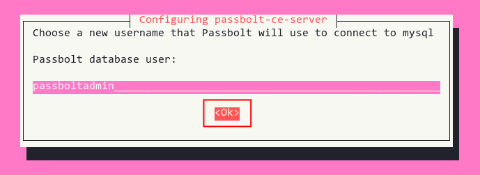 Создание пользователя базы данных passboltadmin