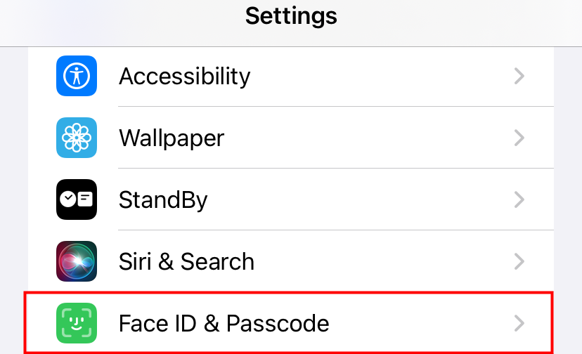 Нажмите «Face ID и код‑пароль» на iPhone.