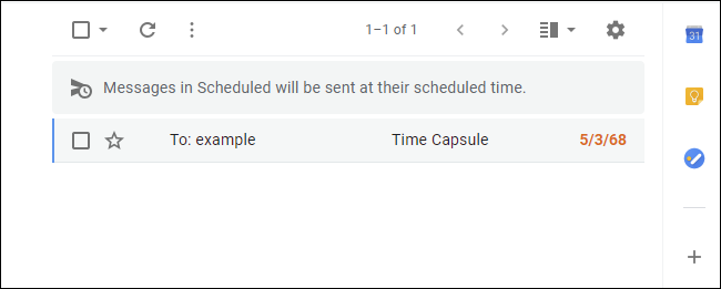 Список запланированных писем в Gmail в Google Chrome