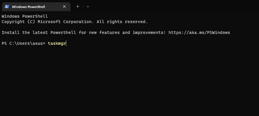 Запуск Task Manager через PowerShell