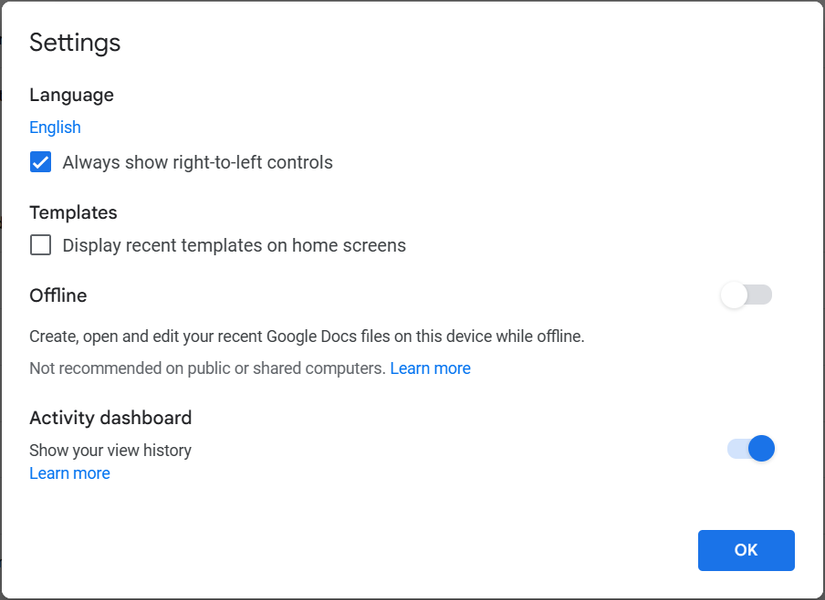Отключение офлайн‑режима в Google Docs.