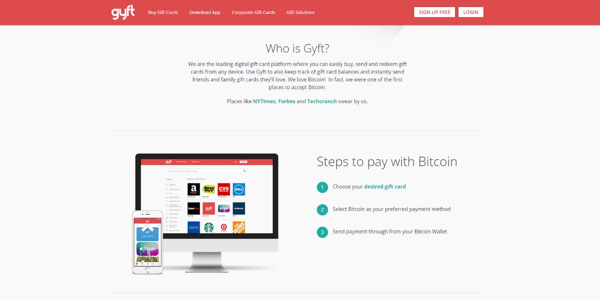 Вид сайта Gyft с оформлением подарочной карты