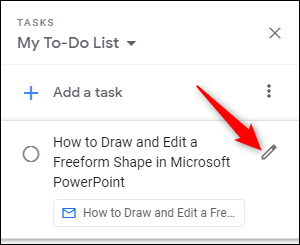 Нажмите значок редактирования для добавления срока и деталей