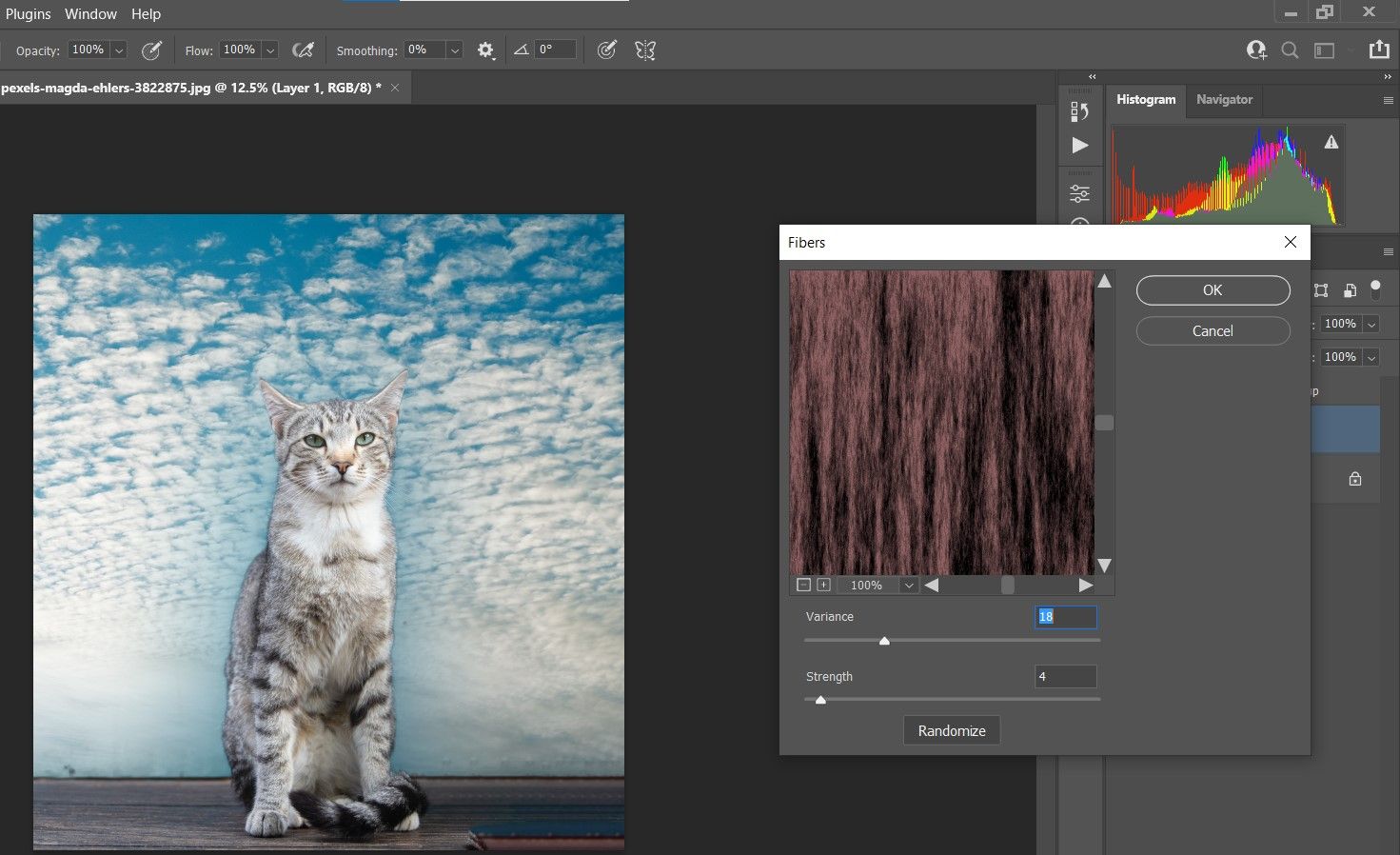 Параметры фильтра Fibers