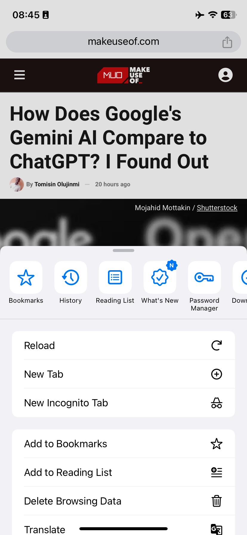В Chrome на iOS доступна опция добавить страницу в Reading List