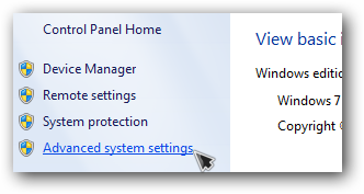 Свойства системы Windows — дополнительные параметры