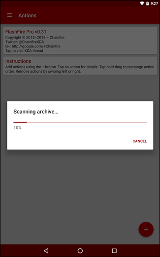 Скриншот списка разделов для прошивки