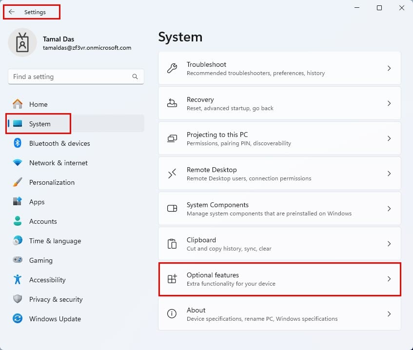 Необязательные компоненты — Просмотреть компоненты