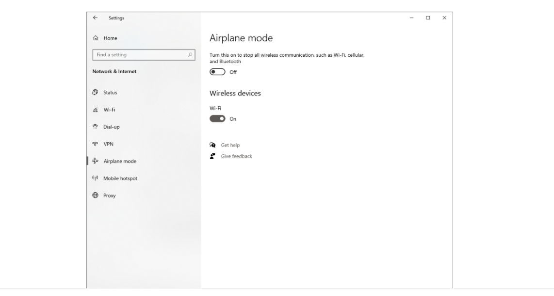 Отключение режима самолёта в параметрах Windows