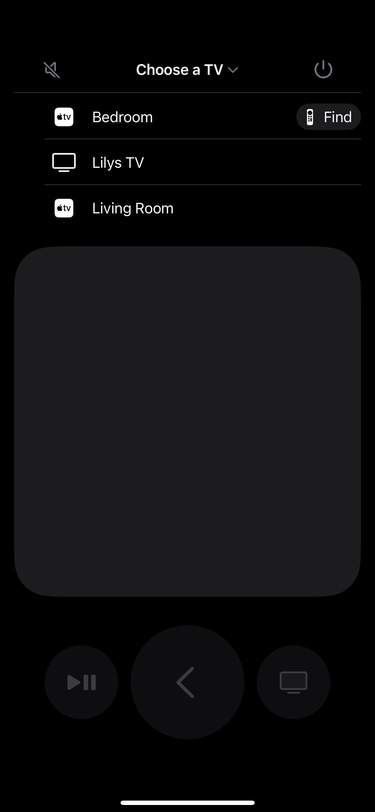 iOS Control Center Apple TV Remote App Device List