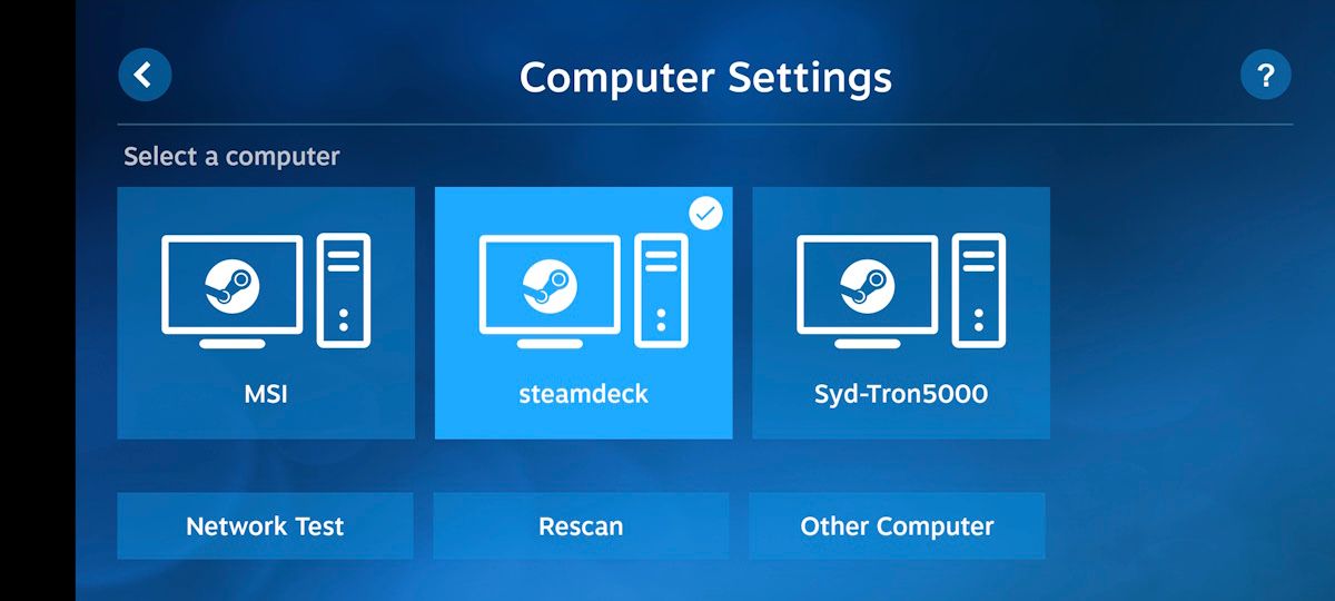 выбор других компьютеров для стриминга в приложении Steam Link