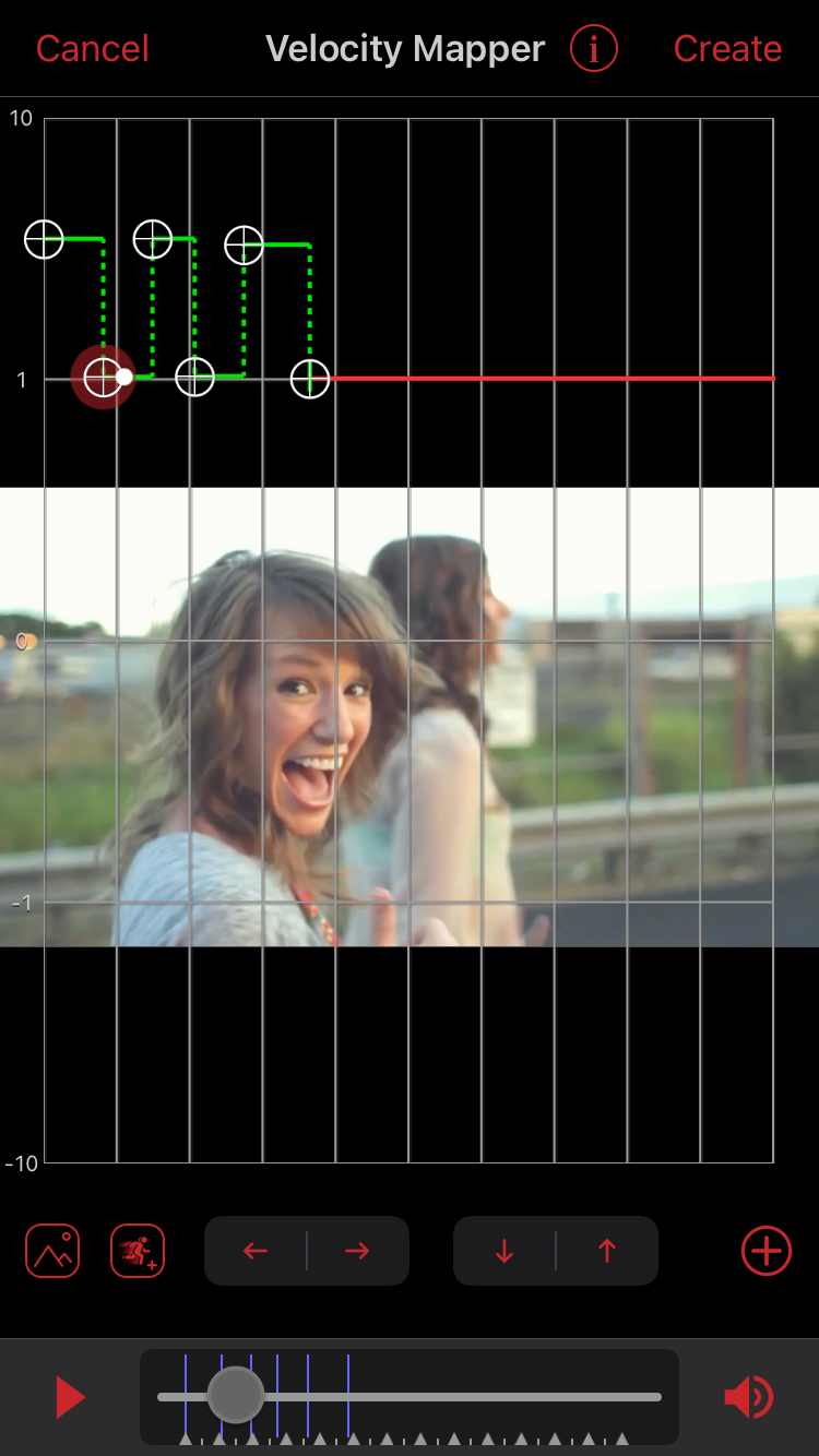 Простые keyframes скорости в Video Star.