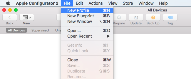 Создание профиля конфигурации в Apple Configurator на Mac