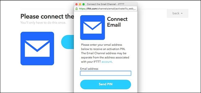 Подключение Email-канала через PIN от IFTTT