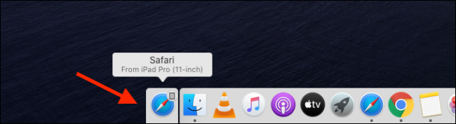 Кликните на подсказку Handoff в Safari на Mac