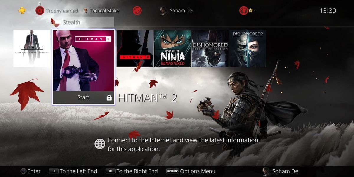 PS4 Hitman 2 с заблокированной игрой на экране