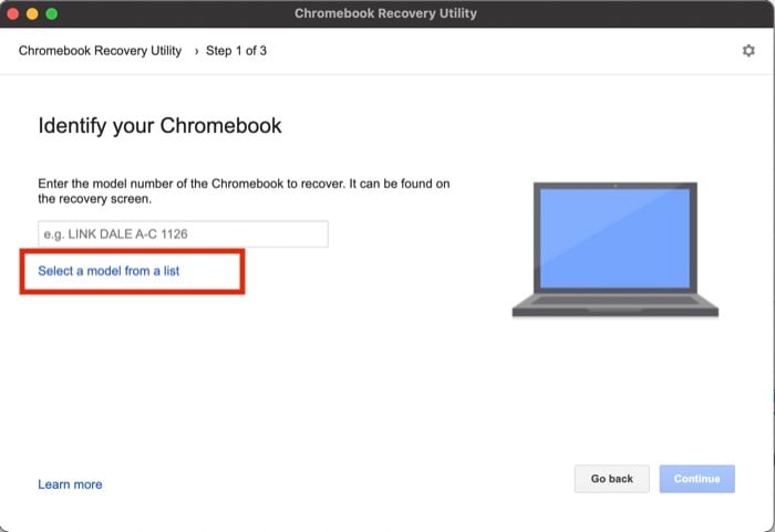 выбор Chrome OS Flex из списка