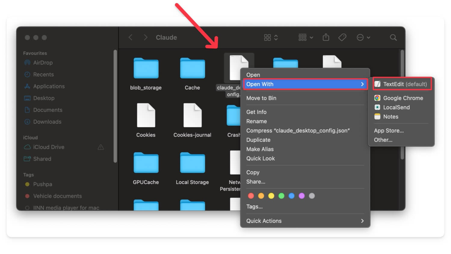 Окно редактирования файла claude_desktop_config.json