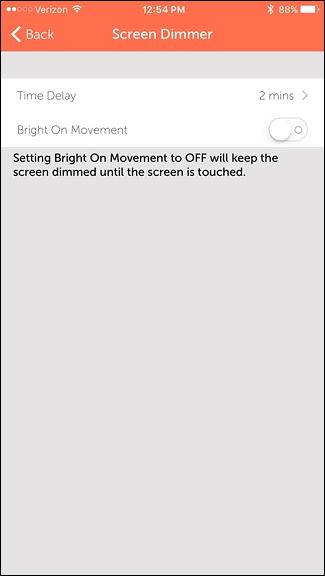 Параметр Screen Dimmer: не включать яркость при движении